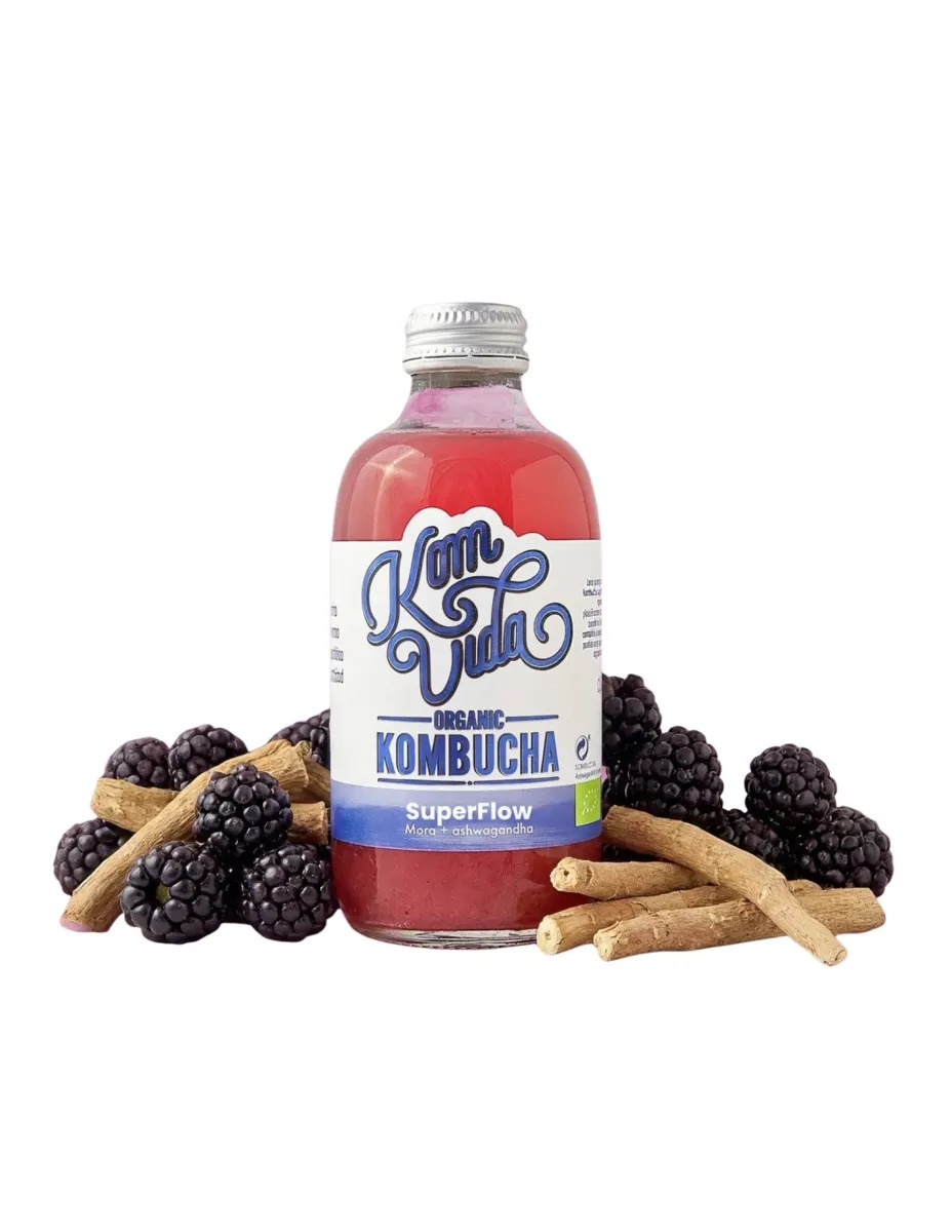 Kombucha, SuperFlow, Mora y Aswagandha, 250ml