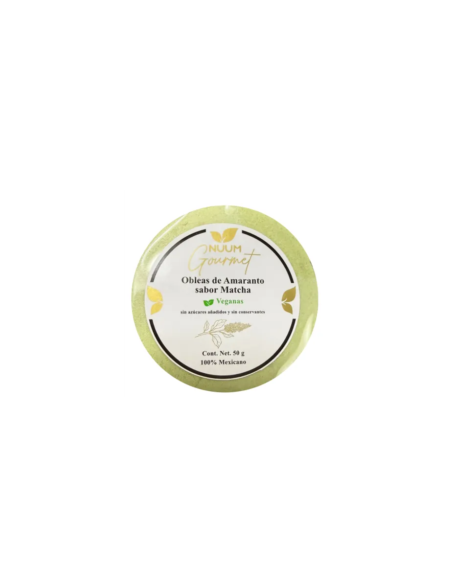 Obleas de amaranto, sabor Matcha, 50 gramos