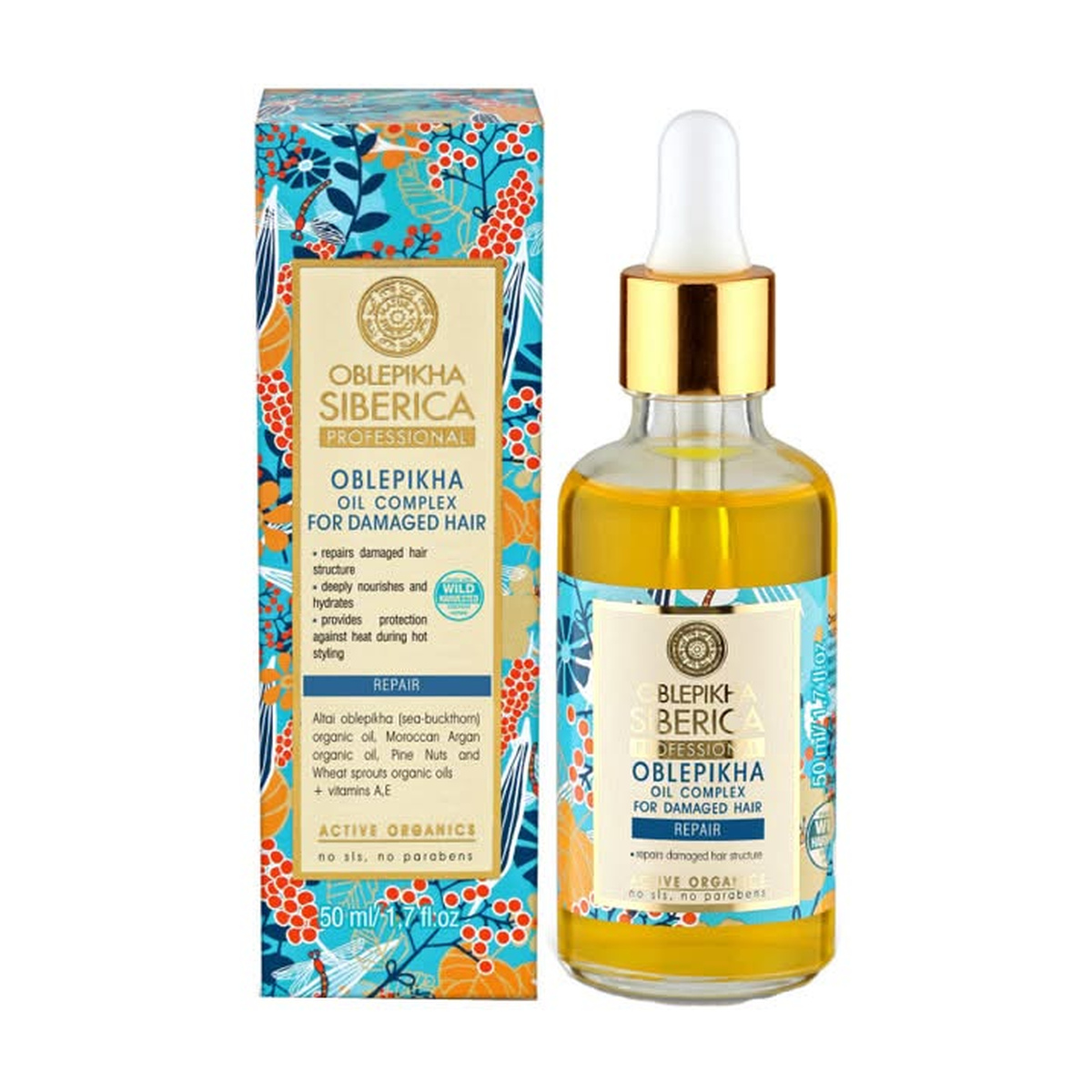 Aceite Oblepikha, cabello dañado completo, 50ml