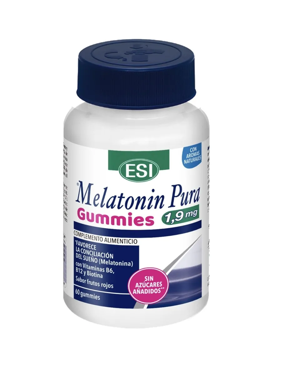 Melatonina 1,9mg, 60 gominolas, sabor Frutos Rojos