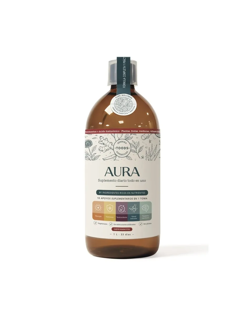 AURA, Fórmula Líquida, 31 nutrientes, sabor Maracuyá, 1 Litro