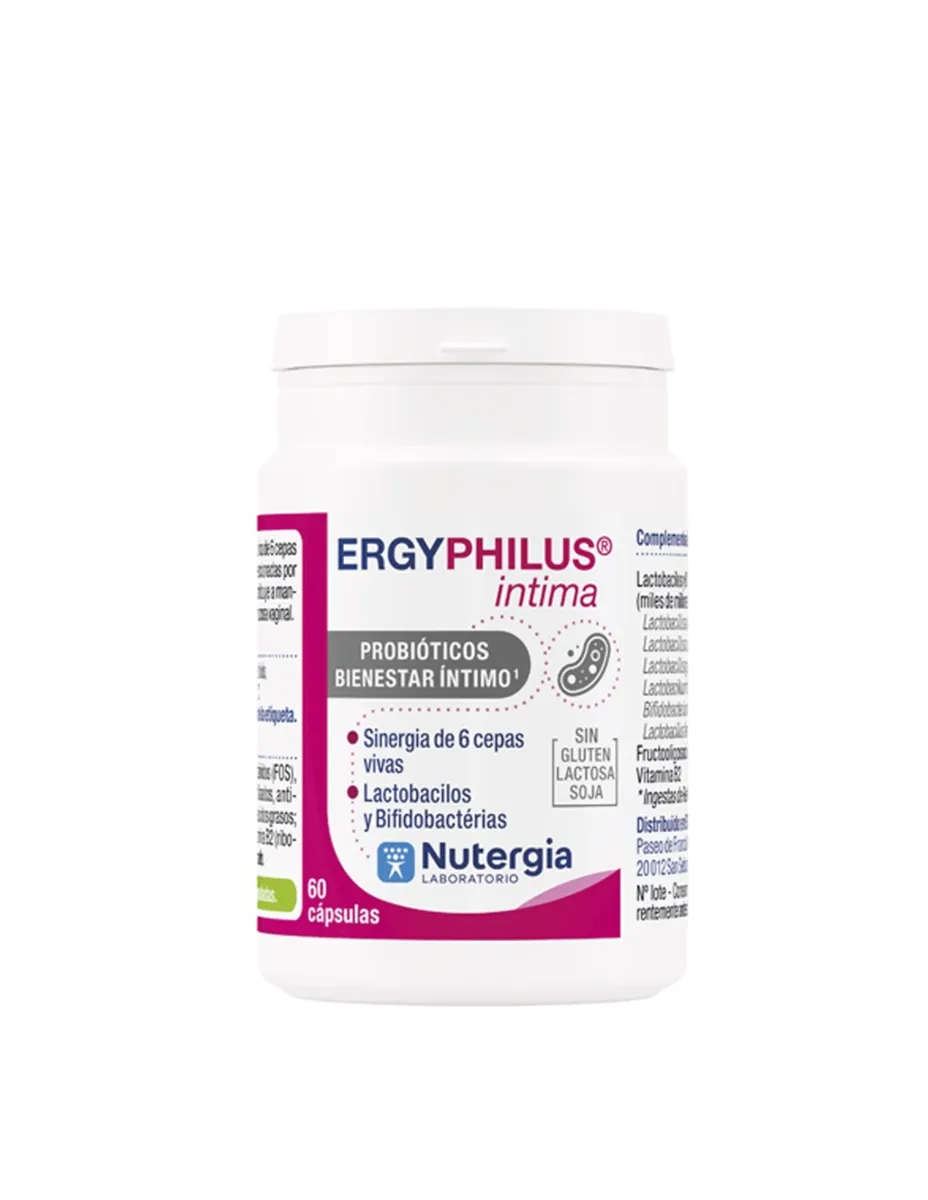 Ergyphilus, Íntima (6 cepas vivas), sin gluten ni lactosa, 60 cápsulas