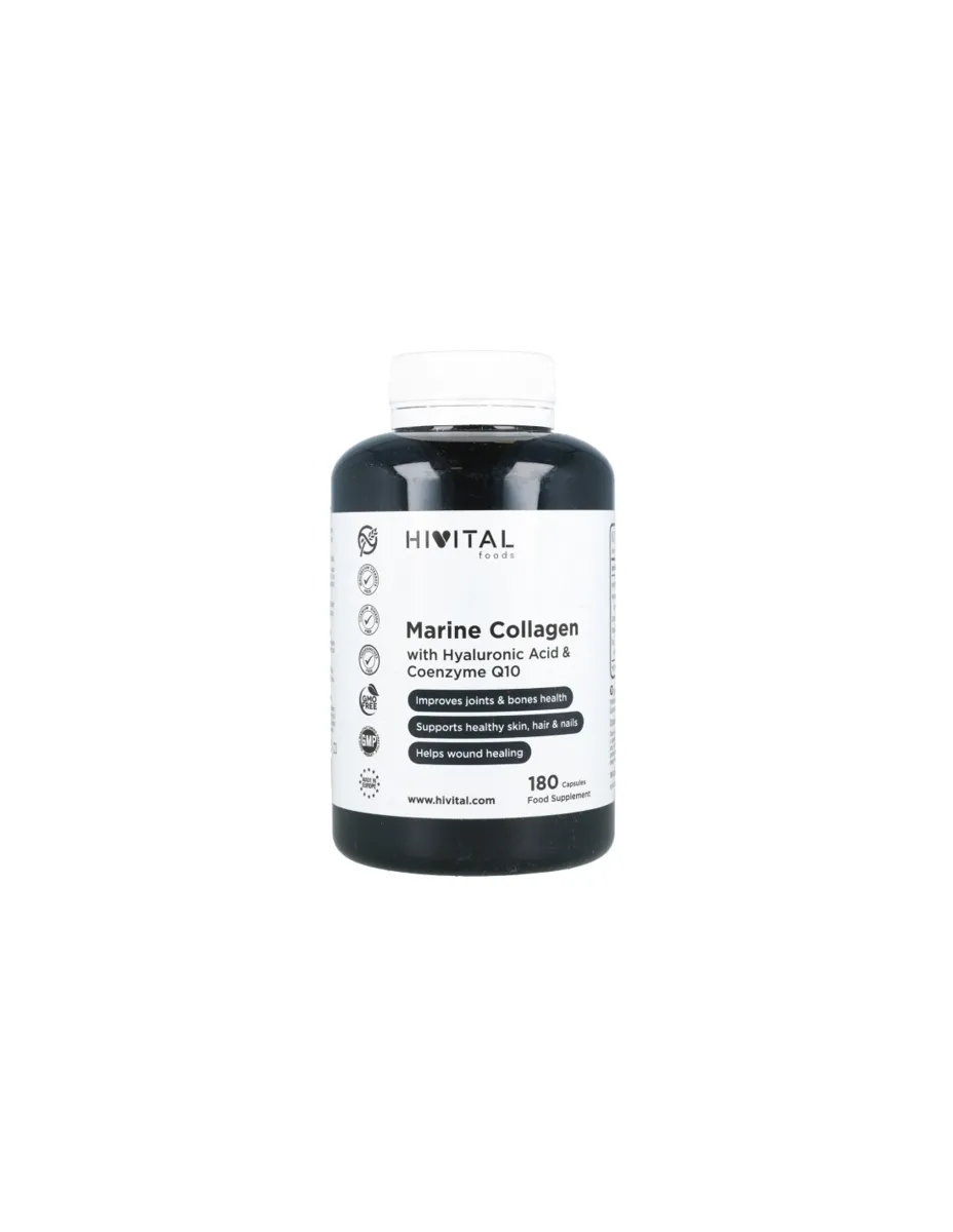 Colágeno Marino (Tipo I ) con Ácido Hilaurónico, Q10, Zinc y Vitamina C, 180 cápsulas