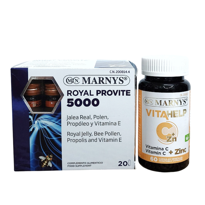 Jalea, Royal Provite 5000, 20 viales + Vitahelpvit Vit C & Zinc,  60 cápsulas (Regalo)