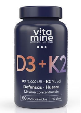 Vitamina D3 (4000 UI) + K2 ( 75 mcg), Defensas & Huesos, 60 comprimidos