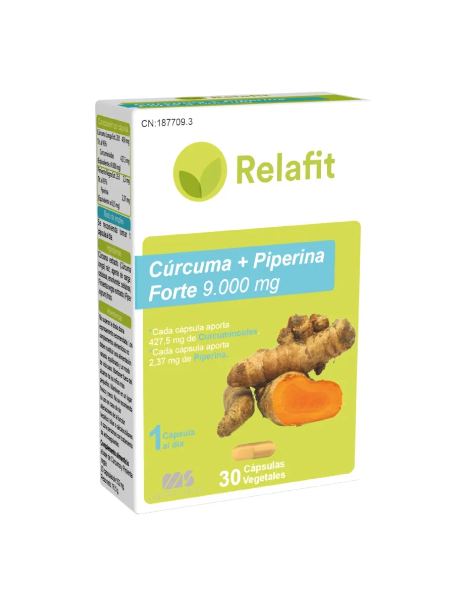 Cúrcuma + pimienta negra, 9.000mg, 30 cápsulas