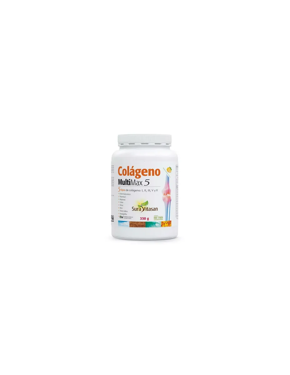 Multimax 5 tipos de Colágeno (I,II,III,V y X), sabor Limón, 330 gramos