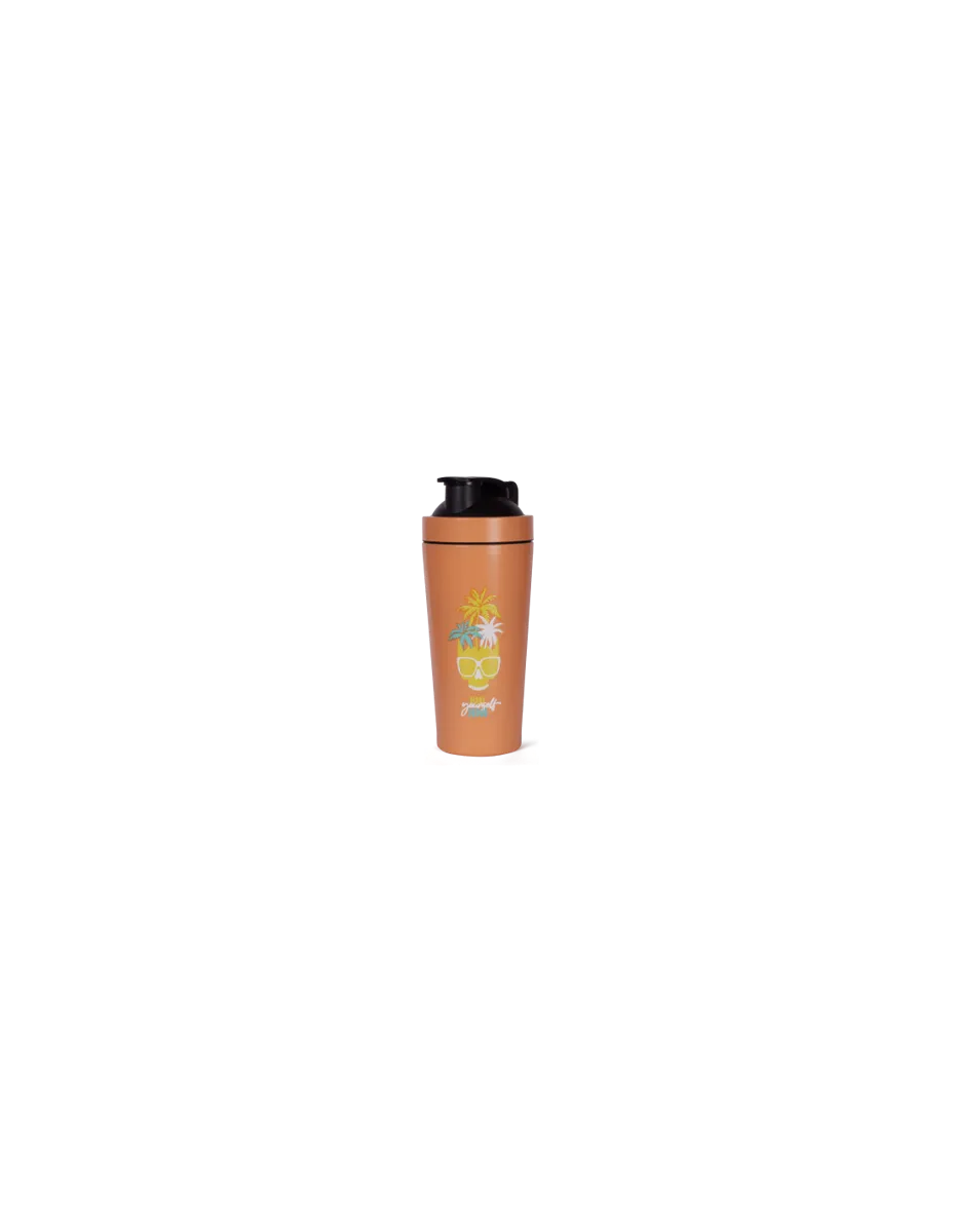 Shaker de Acero Inoxidable, "Tropical Skull Naranja", 740ml