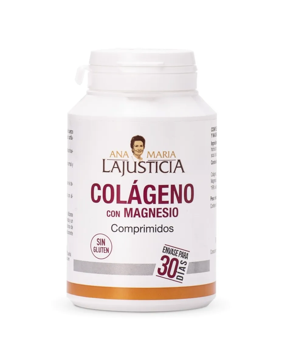 Colágeno con magnesio, 180 comprimidos, sin gluten ni lactosa