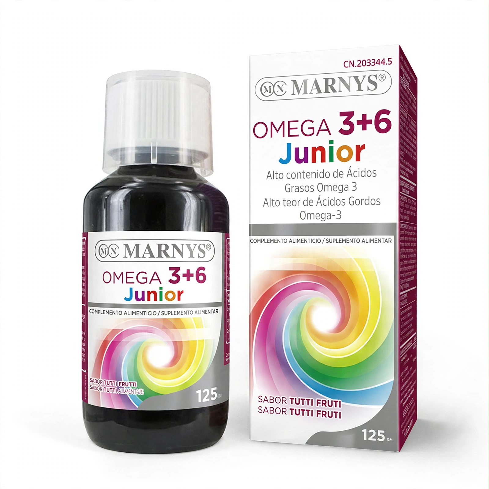 Omega 3 + Omega 6 Junior, sabor Tutti Fruti, 125 ml