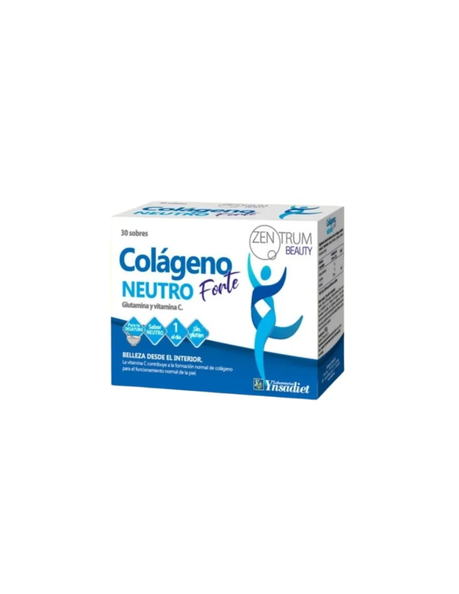 Colágeno neutro Forte, con Glutamina y VItamina C, sin gluten ni aditivos, 30 sobres