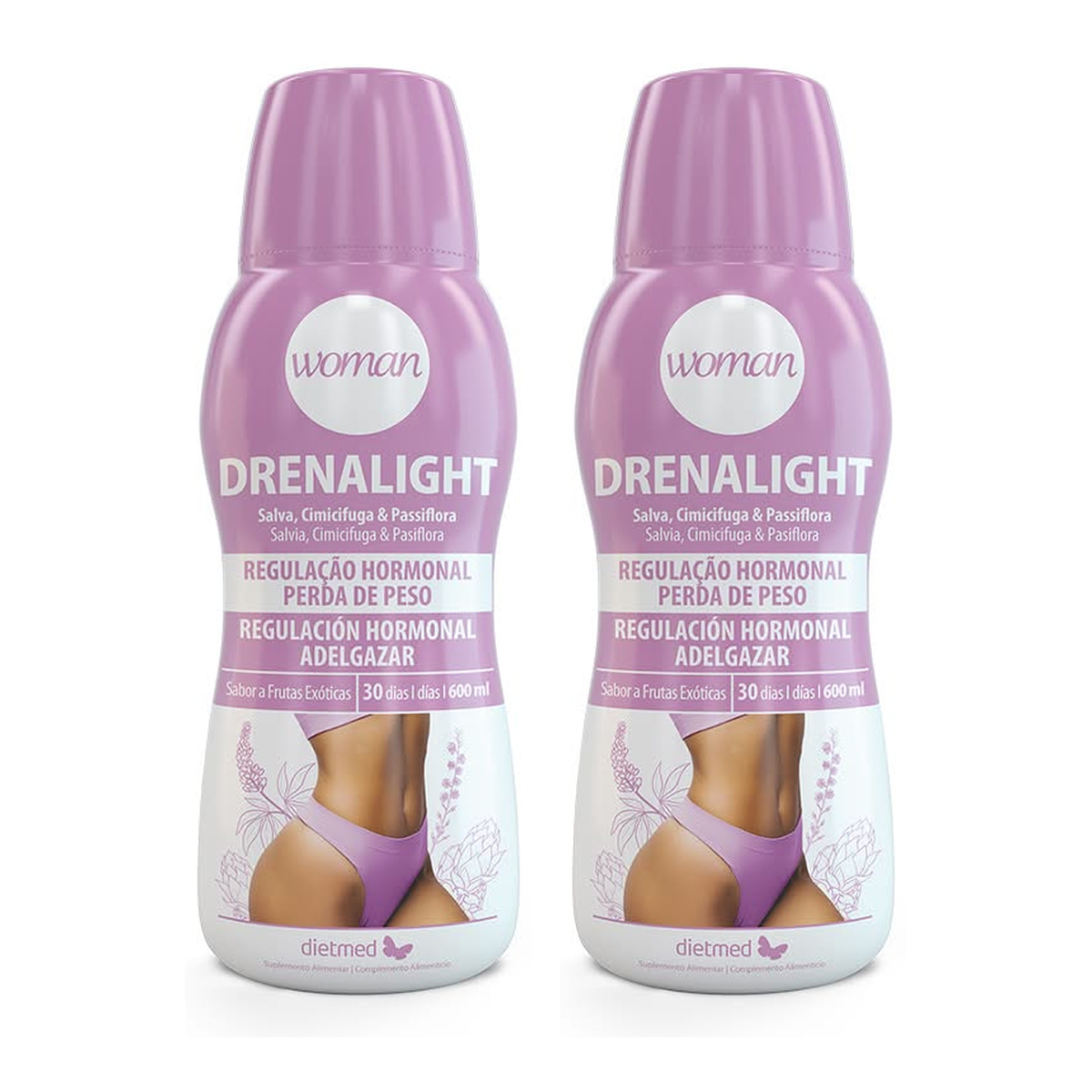 DIETMED DRENALIGHT WOMAN PACK 2X600ML + BOTEL
