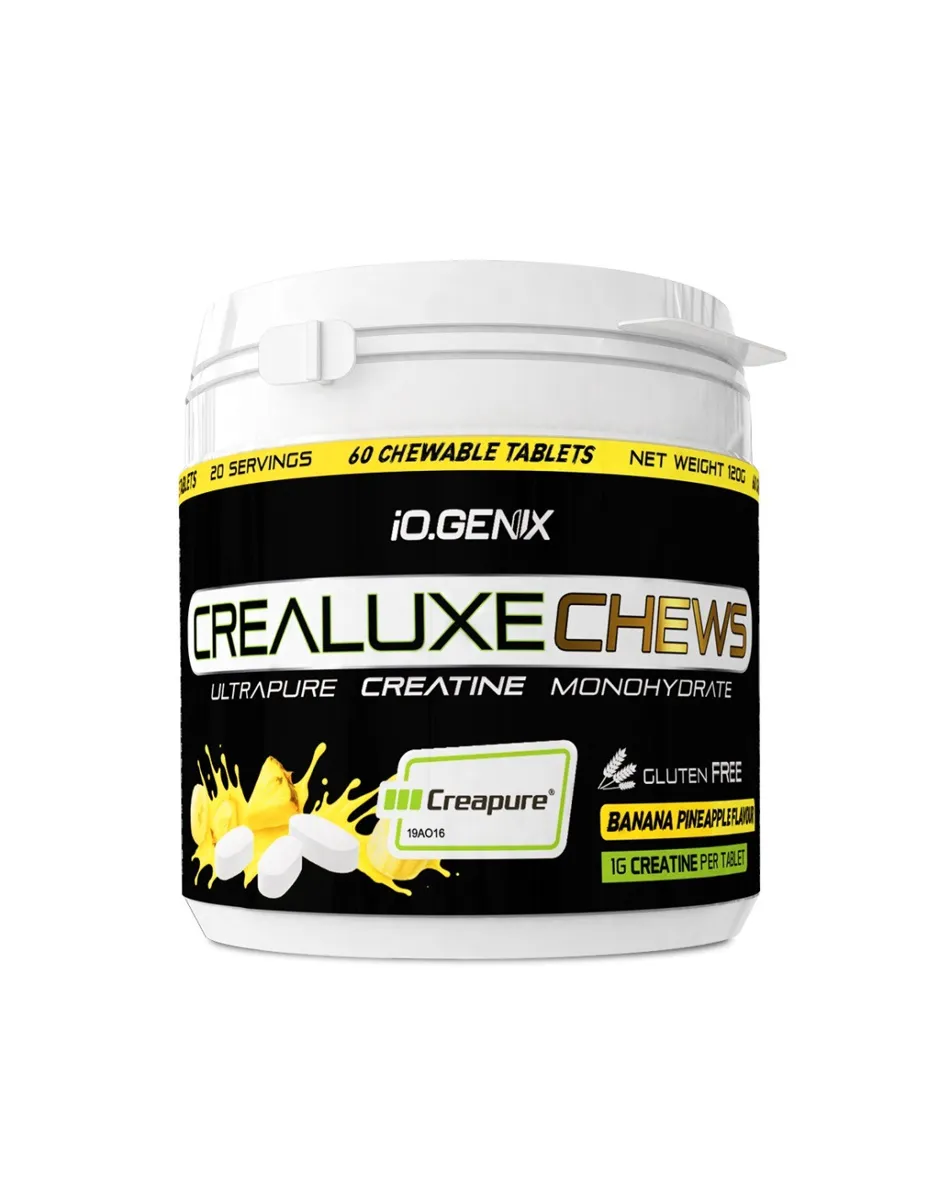 Creatina, Creapure, Masticable, sabor Plátano y Piña, 60 comprimidos