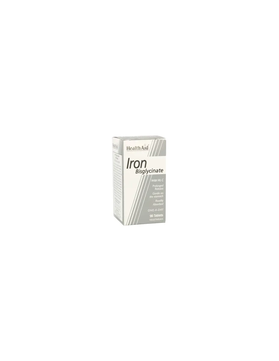 Bisglicinato de Hierro, con Vitamina C, 90 tabletas . Health Aid