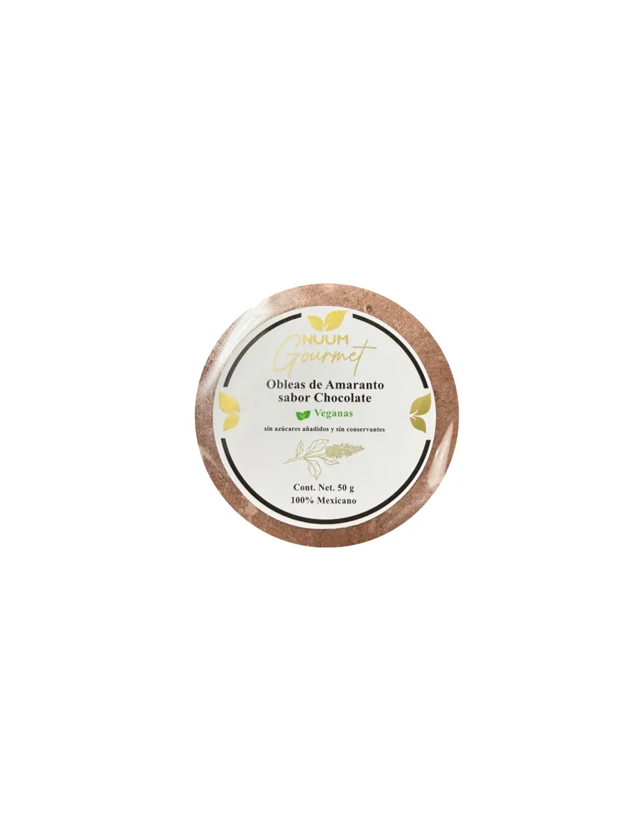 Obleas de amaranto, sabor Chocolate, 50 gramos