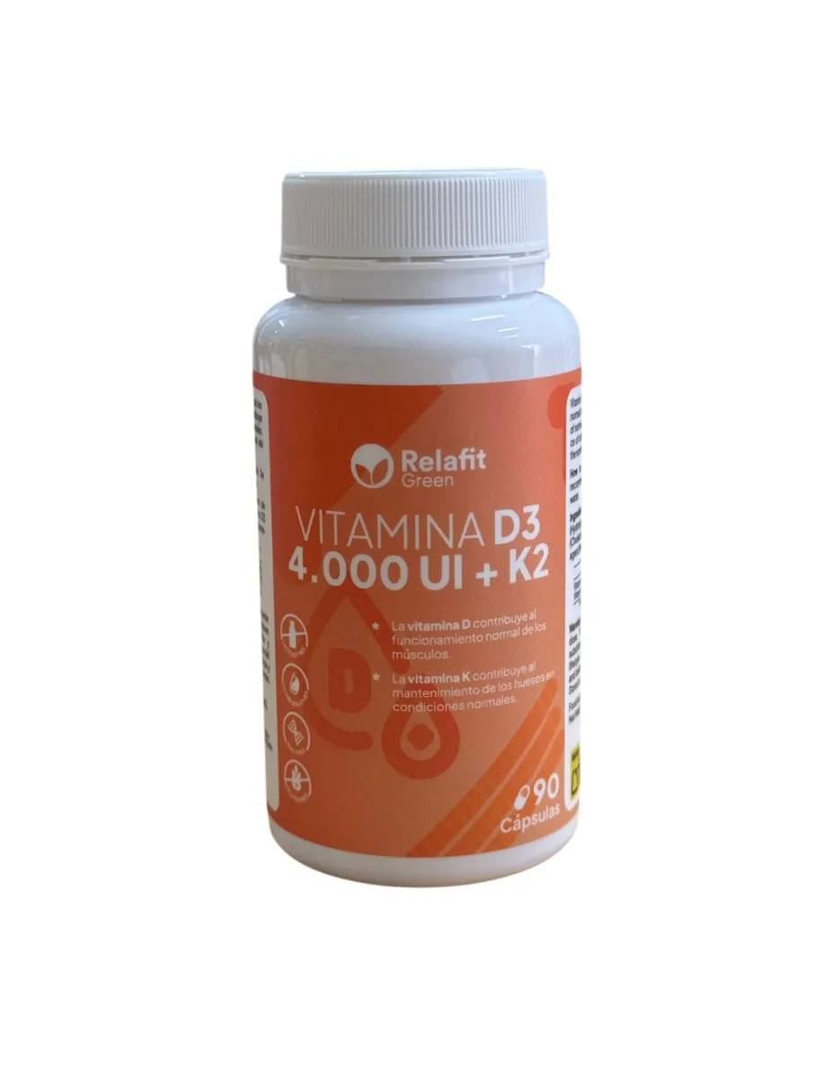 Vitamina D3 (4000 UI)+ K2 (75 mcg), 90 cápsulas