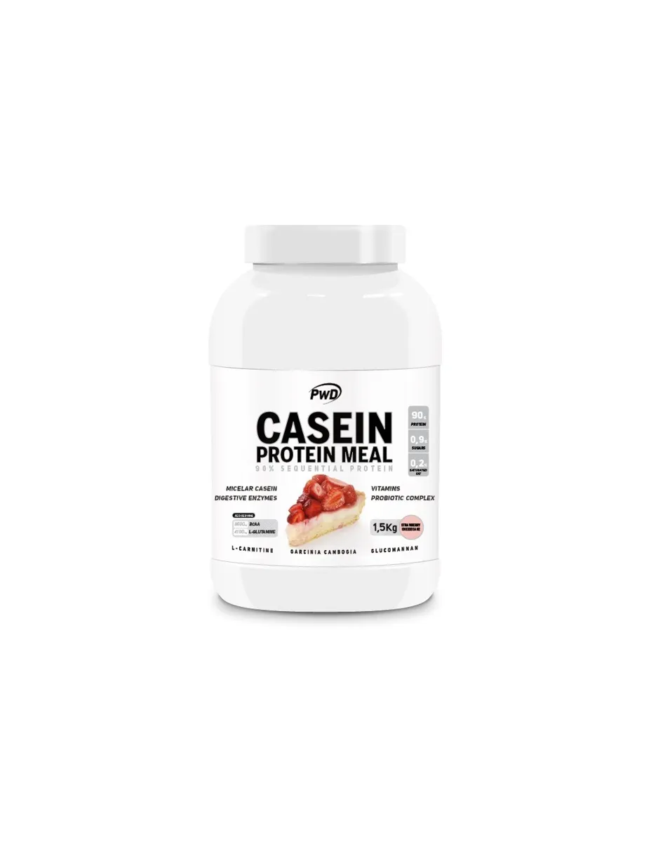 Caseína, sabor Tarta de queso con fresa, 1,5Kg