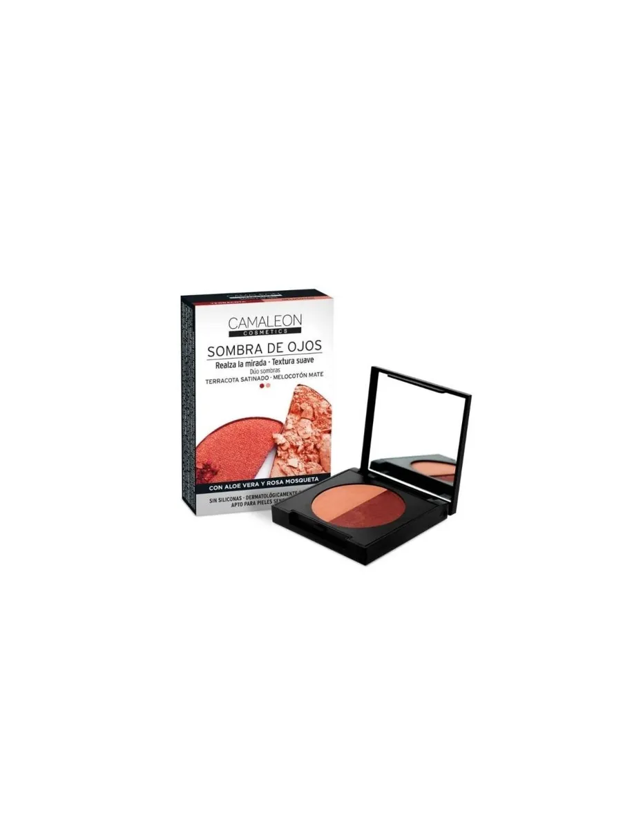 Paleta de sombras, terracota y melocotón