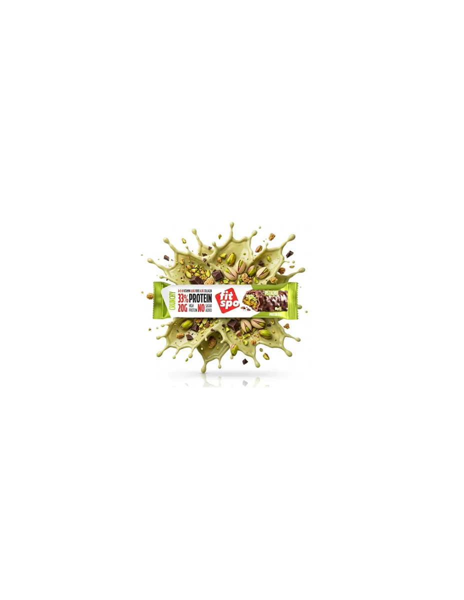 Barrita de Proteínas, sin Gluten, sin azúcar añadido, Pistacho Crunchy, 60 gramos