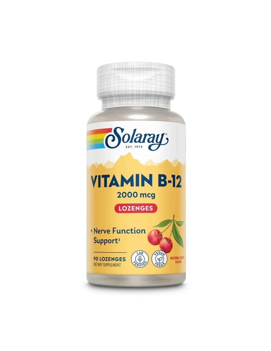 Vitamina B-12, Sublingual, sabor Cereza, 2000 mcg, 90 comprimidos, Vegana