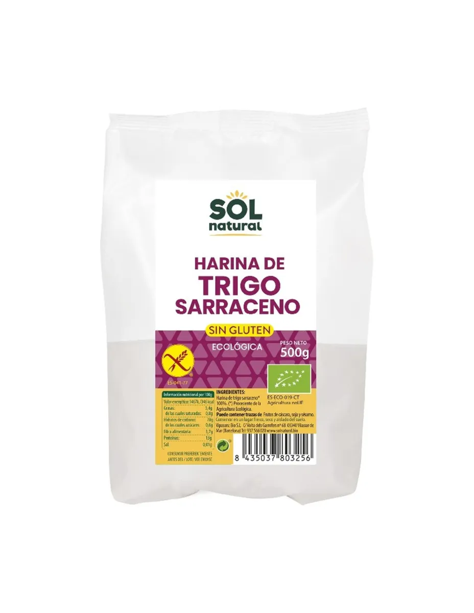 Harina de trigo sarraceno, ECO, Sin Gluten, 500 gramos