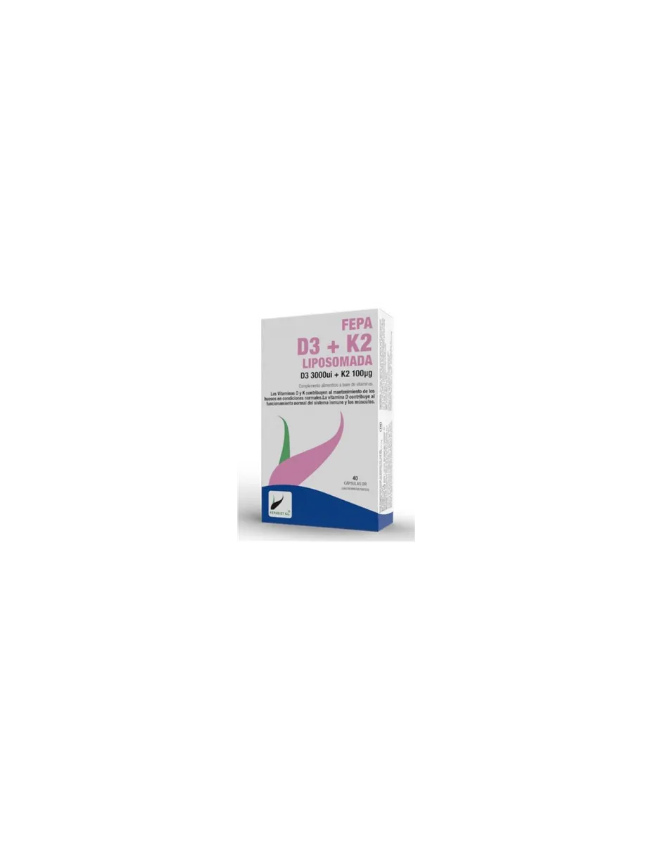 Vitamina D3 (3000 UI) + K2 (100 mcg), Liposomada, 40 cápsulas gastrorresistentes