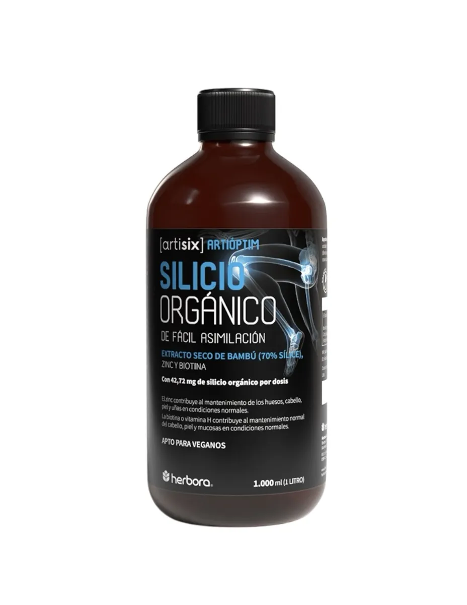 Artióptim, Silicio Orgánico, Extracto seco de Bambú (70% de sílice), con Zinc y Biotina, 1 Litro