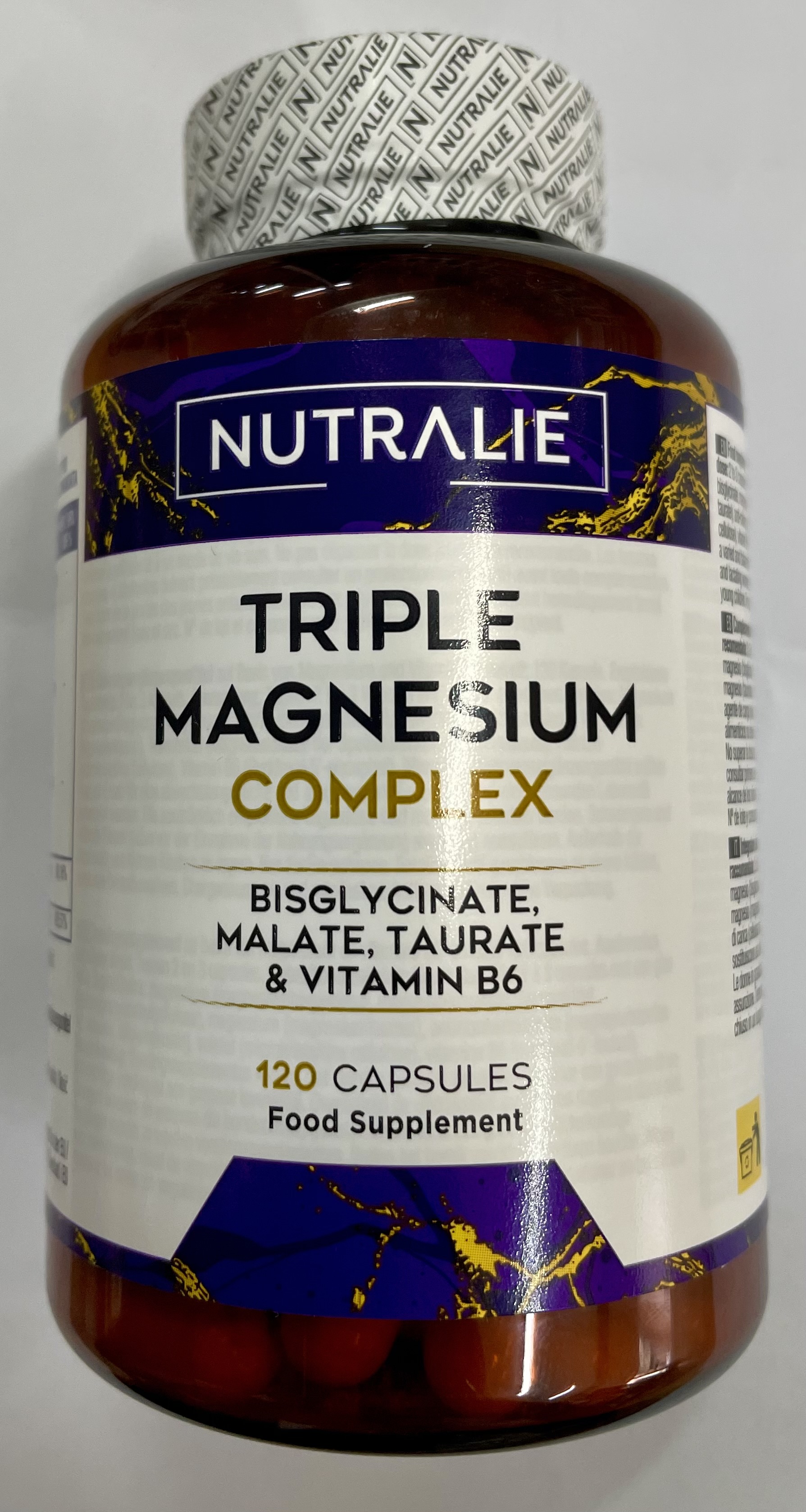 Triple Magnesium Complex, con Bisglicinato + Malato y Taurato, con Vitamina B6, 120 cápsulas