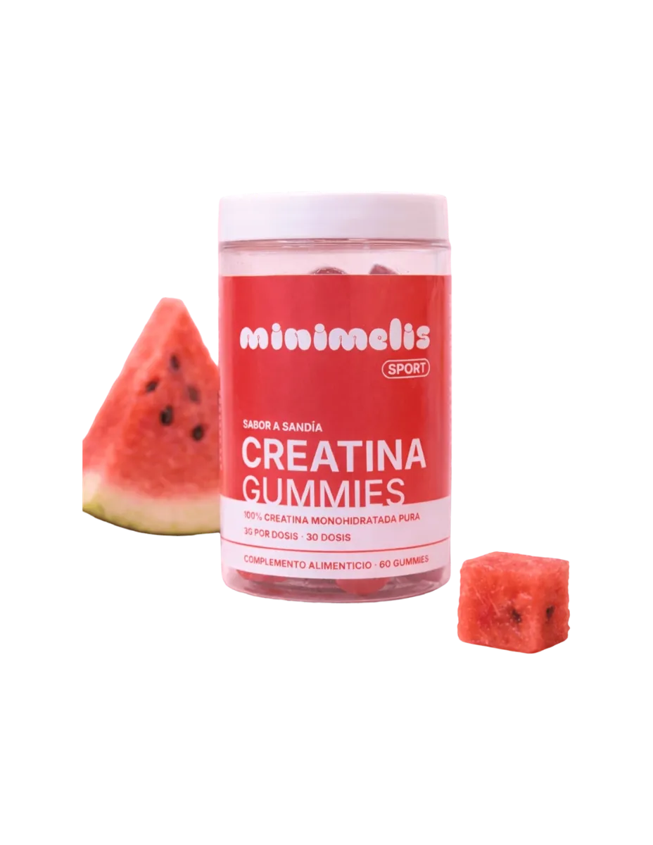 Creatina Monohidratada,60 Gummies, Sabor Sandía, sin azúcar, sin gluten