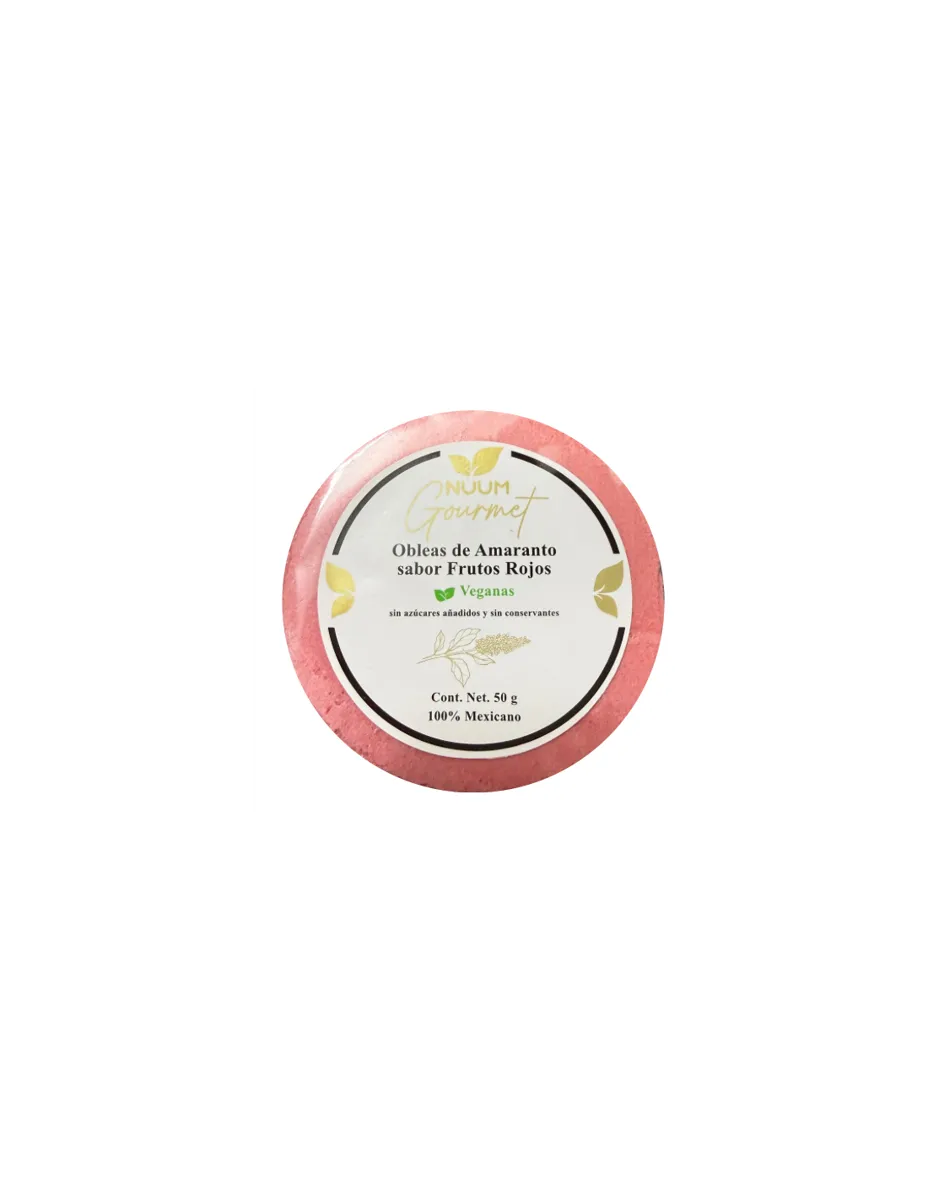 Obleas de amaranto, sabor Frutos Rojos, 50 gramos