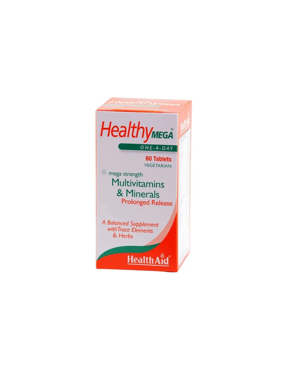 HealthyMega, Vitaminas, Minerales y Plantas, 60 tabletas Veganas de liberación prolongada