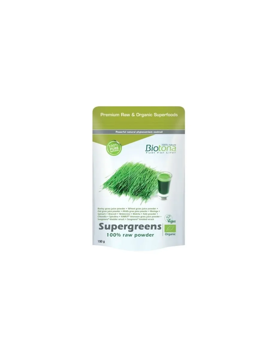 Supergreens Raw powder Bio, 150 gramos