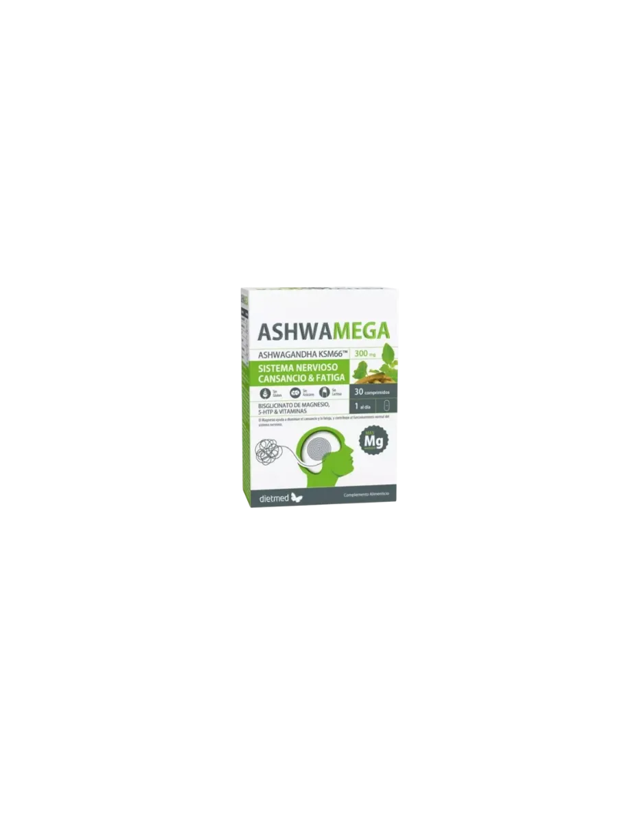 Ashwamega con magnesio y 5 HTP, 30 comprimidos