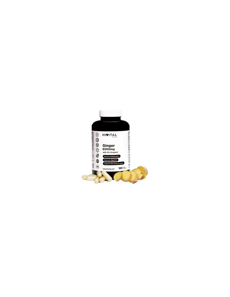 Jengibre, 6500 mg, 5% Gingerol, 180 cápsulas veganas