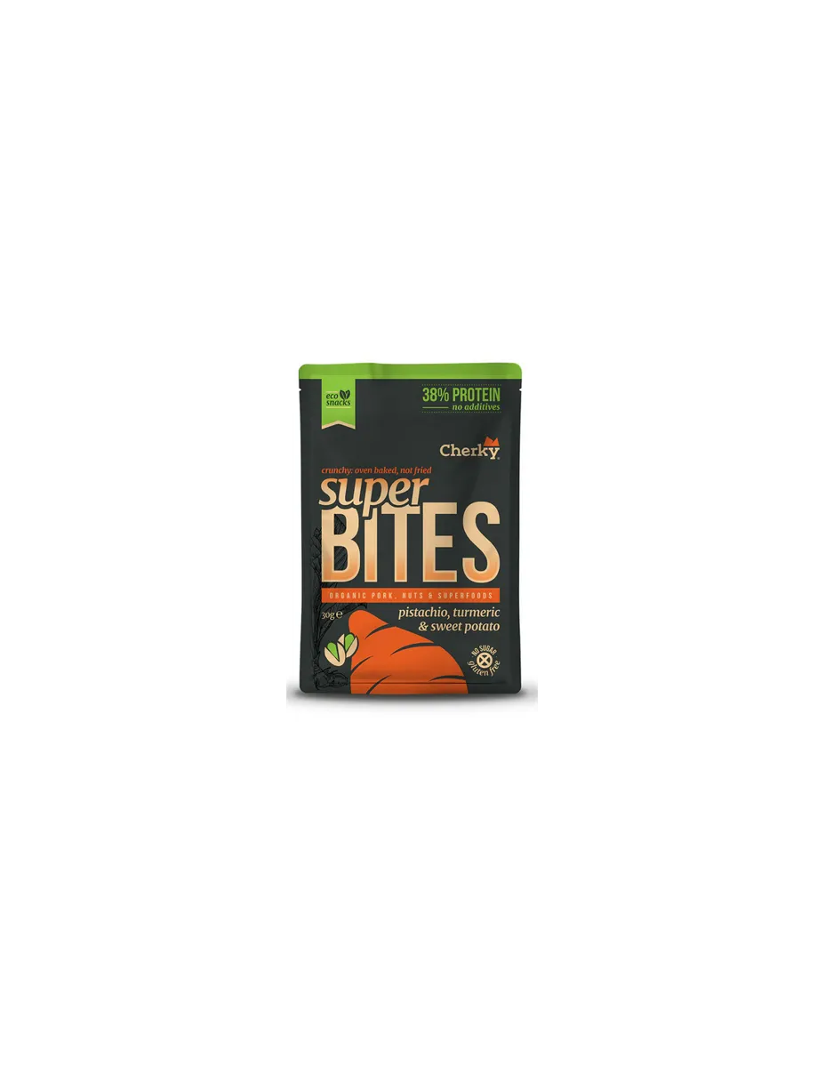 Cortes magros de Cerdo, con pistacho, batata (boniato) y cúrcuma, ECO, 30 gramos
